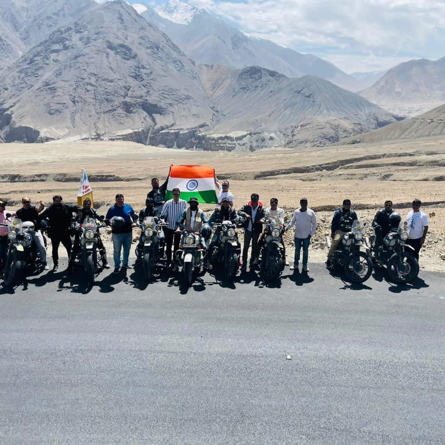 Group-bikes-flag-indian-Leh-Ladakh